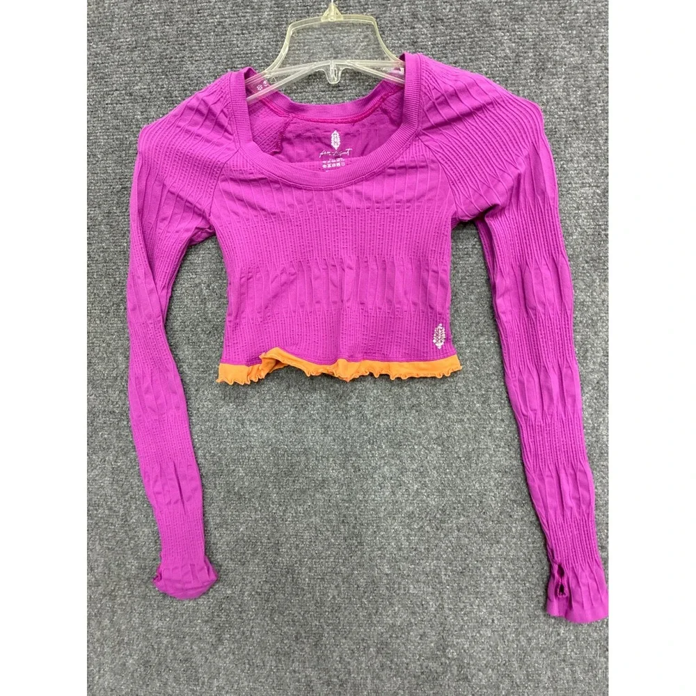 Free People FP Movement Lot of 2 Seamless Crop Tops Orange Purple XS/S